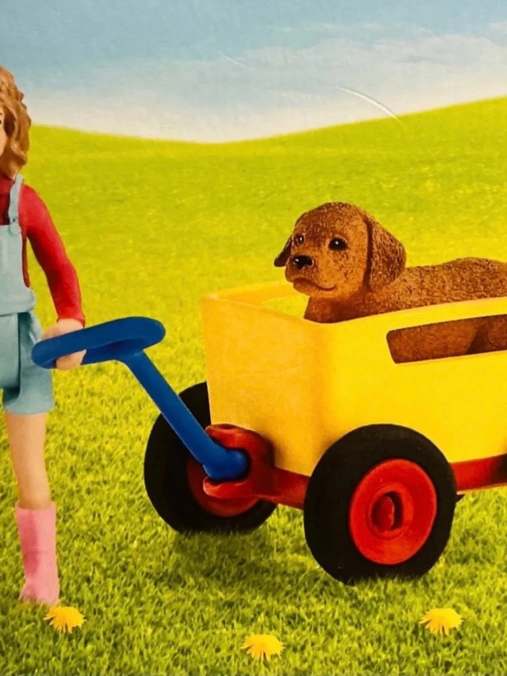 Schleich Farm World Sarah & Puppy Wagon Ride Playset